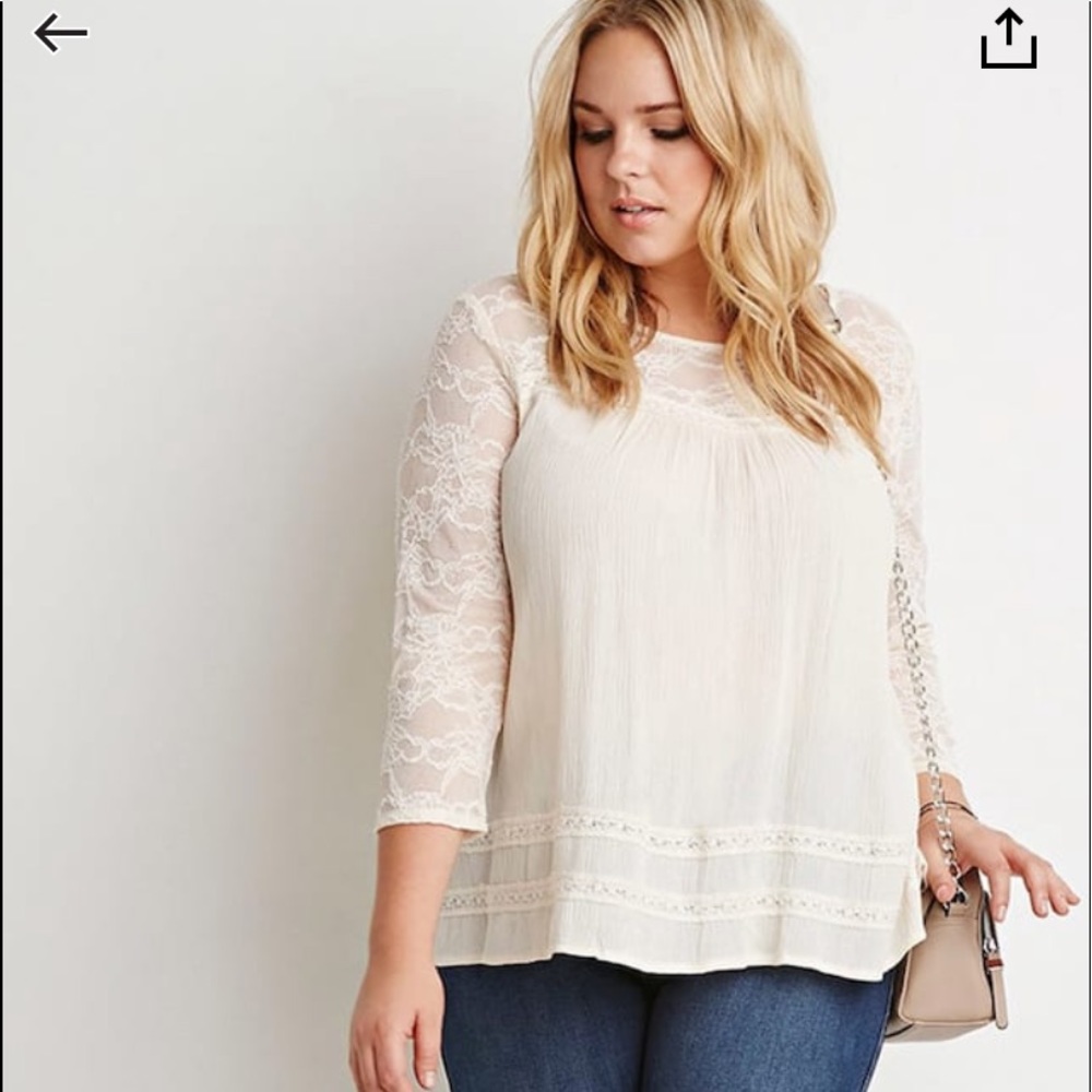 Floral Laced Panel Crinkle Blouse
